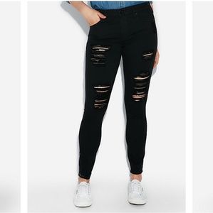 Express Mid Rise Ripped Stretch Jeans